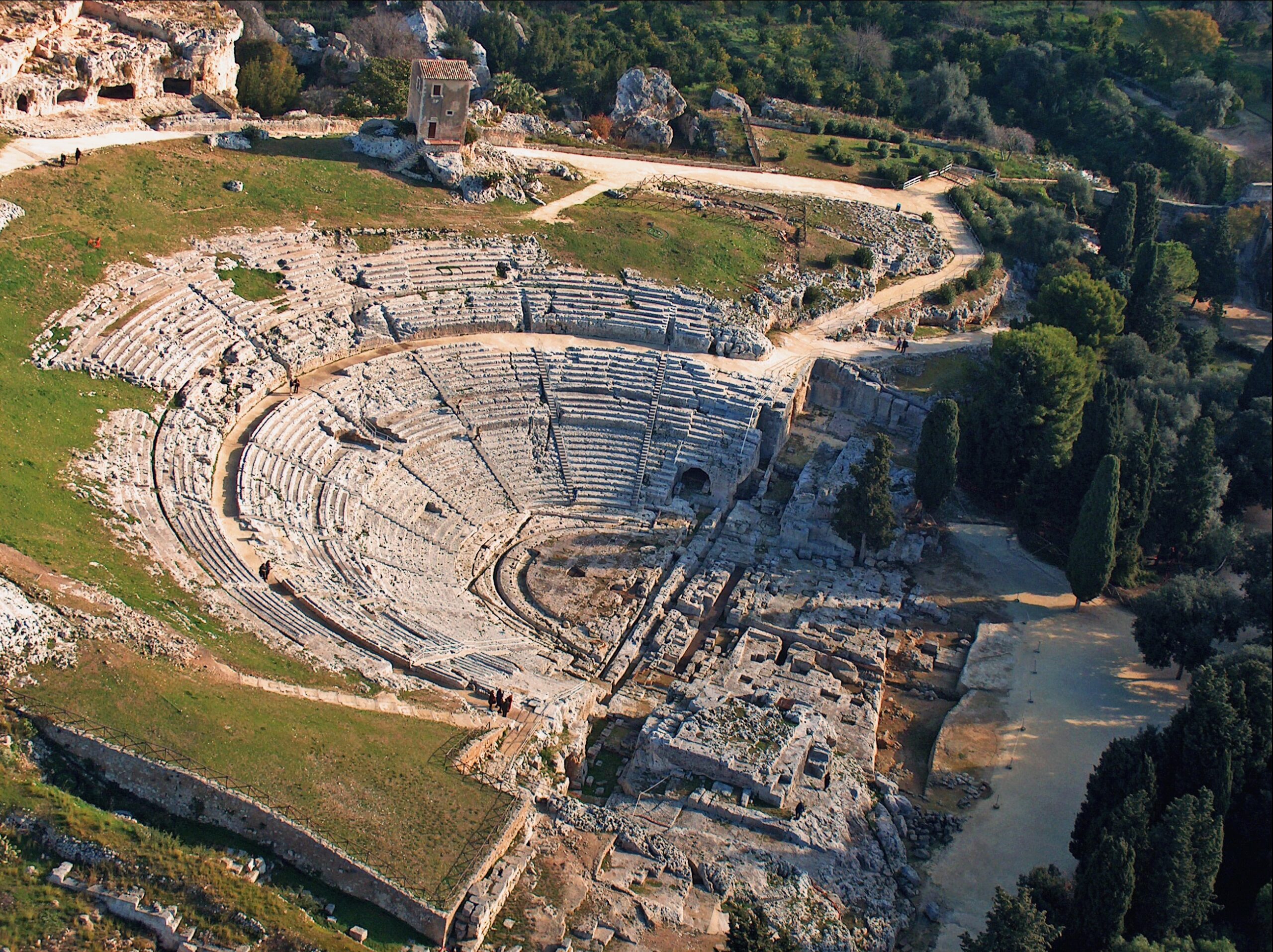 Arial view of an ancient greek amphitheatre